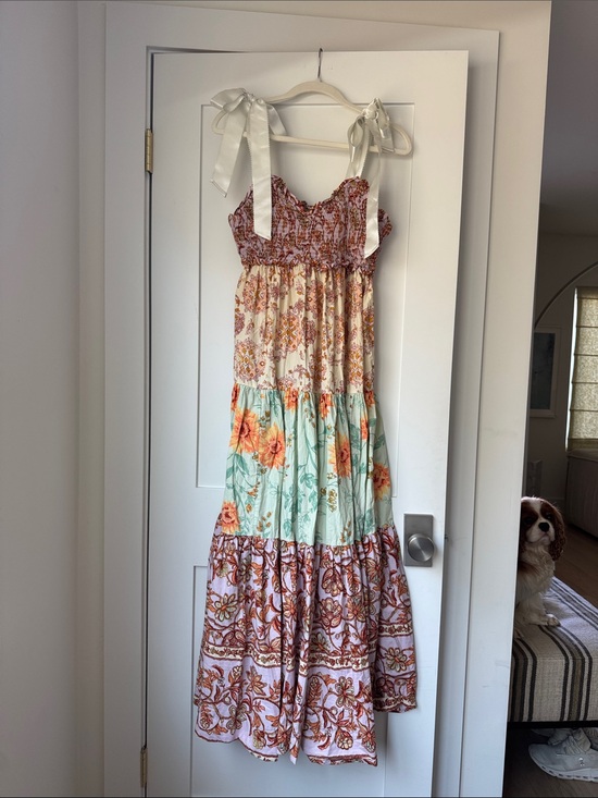 Free People Dresses & Skirts - Free People Floral Tiered Maxi Dress in Cream, Mint, Orange, Rust